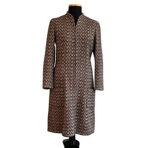 Vintage Adele Simpson Neiman Marcus heavy wool midi dress zip front 1970s